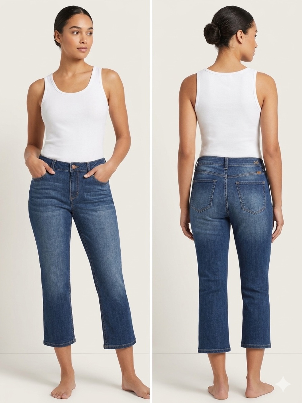 1822 Denim Dark Blue Cropped Jeans - Straight Crop